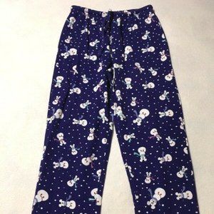 Disney Store Womens XS S Blue Thermal Mickey Mouse Snowman Pj Pajama Pants